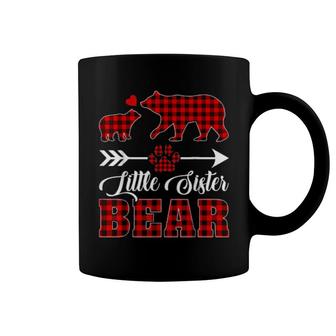 Buffalo Plaid Matching Christmas Little Sister Bear Pajama Coffee Mug | Mazezy