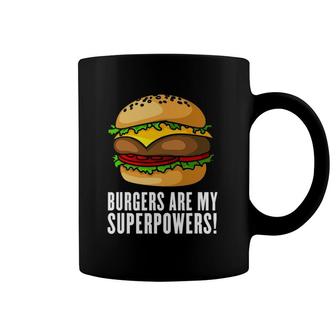 Burgers Are My Superpower, Typography Design With A Burger Coffee Mug | Mazezy