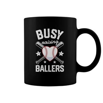 Busy Raising Ballers Baseball Women Mom Dad Funny Gifts Coffee Mug | Mazezy