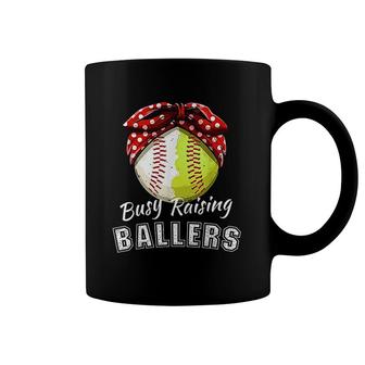 Busy Raising Ballers Funny Softball Baseball Game Coffee Mug | Mazezy
