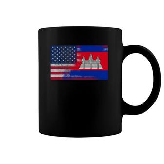 Cambodian American Half Cambodia Half America Flag Coffee Mug | Mazezy