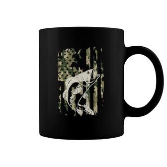 Camouflage American Flag Bass Fishing Coffee Mug | Mazezy