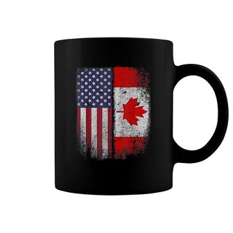 Canadian American Flag Canada Usa Roots Coffee Mug | Mazezy