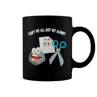 Can't We All Just Get Along Rock Paper Scissors Grey Coffee Mug | Mazezy