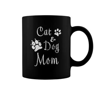 Cat And Dog Mom Kitten And Puppy Mama Kitty And Pup Mother Coffee Mug | Mazezy
