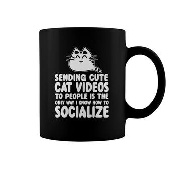 Cat Lover Funny Gift Sending Cute Cat Videos To People Coffee Mug | Mazezy