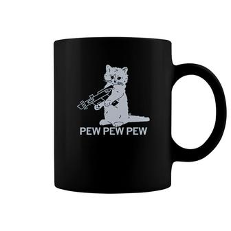 Cat Pew Pew Pew Blue Funny Coffee Mug | Mazezy