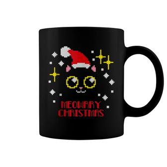 Cat Pixel Art Meowrry Christmas Cute Gaming Xmas Gamer Pj Coffee Mug | Mazezy