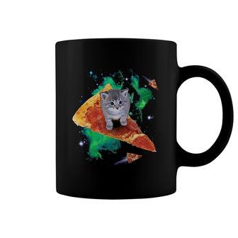 Cat Riding Pizza Galaxy Coffee Mug | Mazezy