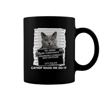 Catnip Made Me Do It Funny Cat Tee Coffee Mug | Mazezy
