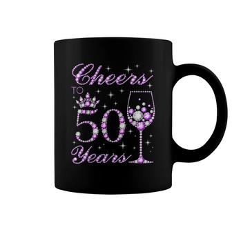 Cheers To 50 Years Old Purple Crown 50Th Birthday Queen Coffee Mug - Seseable