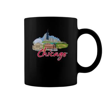 Chicago Landmarks City Skyline Design Graphic Tee Coffee Mug | Mazezy