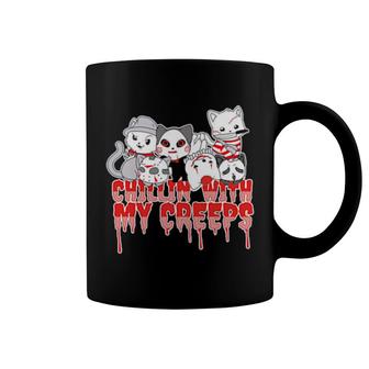 Chillin With My Creeps Cat Horror Serial Killer Halloween Coffee Mug | Mazezy