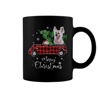 Chinese Crested Dog Ride Red Truck Christmas Dog Coffee Mug | Mazezy