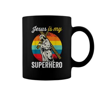 Christian Retro Sunset Jesus Is My Superhero Coffee Mug | Mazezy