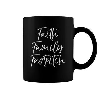 Christian Softball Gift For Women Faith Family Fastpitch Coffee Mug | Mazezy
