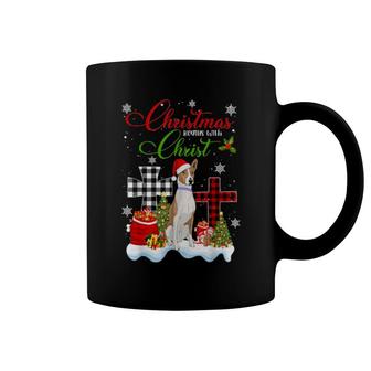 Christmas Begins With Christ Basenji Xmas Cross Coffee Mug | Mazezy