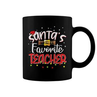 Christmas Pajama Santa's Favorite Teacher Santa Teacher Coffee Mug | Mazezy
