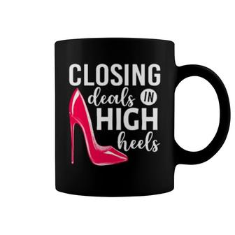 Closing Deals In High Heels Realtor Real Estate Agent Broker Coffee Mug | Mazezy