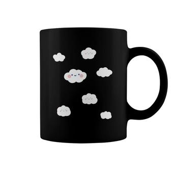 Cloudy Sky Fluffy Smiling Clouds Graphic Coffee Mug
