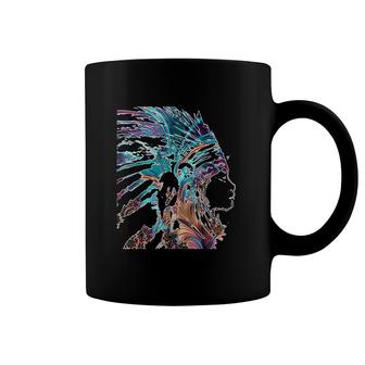 Colorful Headdress Native American Indian Traditional Art Coffee Mug | Mazezy