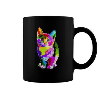 Colorful Pop Art Cat Lover Dad Mom, Boy Girl Funny Coffee Mug | Mazezy