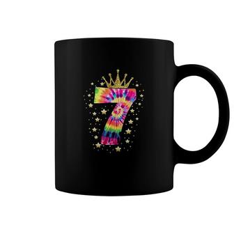 Colorful Tie Dye Number 7 Year Old Girls Boy 7th Birthday Coffee Mug - Seseable