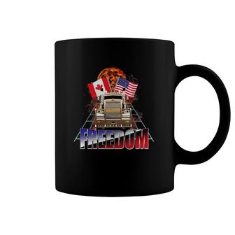 Cool Us And Canada Flag Truckers For Freedom Convoy 2022 Ver2 Coffee Mug | Mazezy
