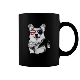 Corgi American Flag Sunglasses Coffee Mug | Mazezy