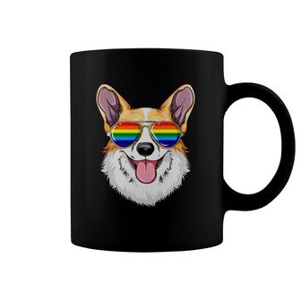 Corgi Gay Pride Flag Lgbt Rainbow Sunglasses Corgi Coffee Mug | Mazezy