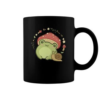 Cottagecore Aesthetic Frog Snail Cute Vintage Coffee Mug | Mazezy