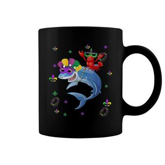 Crawfish Riding Shark Mardi Gras Outfit Coffee Mug | Mazezy