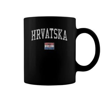 Croatia Vintage Sports Design Croatian Flag Tee Coffee Mug | Mazezy