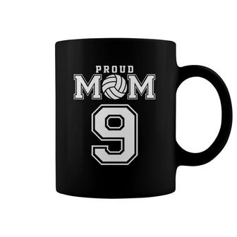Custom Proud Volleyball Mom Number 9 Personalized Women Coffee Mug | Mazezy