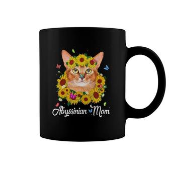 Cute Abyssinian Mom Sunflower Cat Mom Mother's Day Coffee Mug | Mazezy
