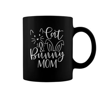 Cute Cat And Bunny Mom Design - Rabbit And Cat Owner Coffee Mug | Mazezy