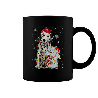 Cute Dalmatian Santa Hat Christmas Light Xmas Coffee Mug | Mazezy