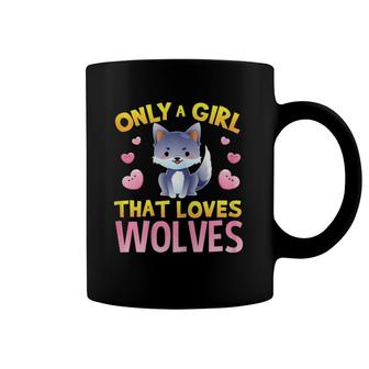 Cute Just Girl Loves Wolves For Women Kids Coffee Mug | Mazezy