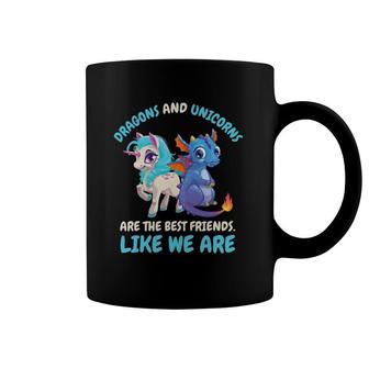 Cute Kids Dragons And Unicorns Best Friends Friendship Gift Coffee Mug | Mazezy