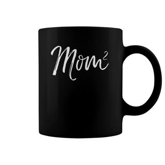 Cute Mother Of 2 Pregnancy Announcement Gift Mom Squared Coffee Mug | Mazezy