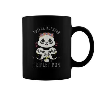 Cute Mother's Day Gift For Triplet Mother Blessed Mom Panda Coffee Mug | Mazezy