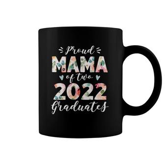Cute Proud Mama Of Two 2022 Graduates Twin Mom Graduation Coffee Mug | Mazezy