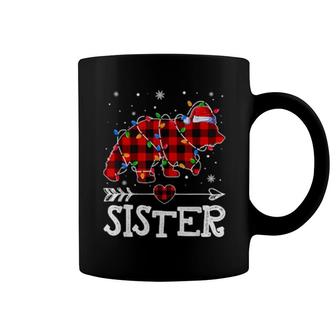 Cute Sister Bear Family Red Plaid Christmas Pajama Coffee Mug | Mazezy
