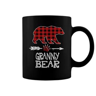 Cutest Dark Red Pleid Xmas Pajama Family Great Granny Bear Coffee Mug | Mazezy