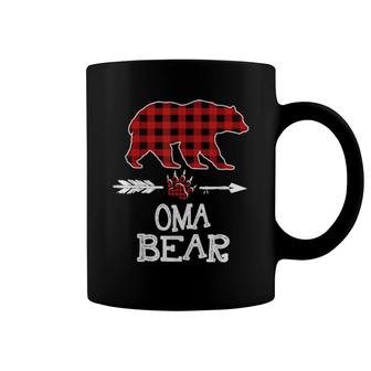 Cutest Dark Red Pleid Xmas Pajama Family Great Oma Bear  Coffee Mug