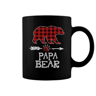 Cutest Dark Red Pleid Xmas Pajama Family Great Papa Bear  Coffee Mug