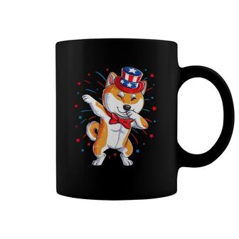 Dabbing Shiba Inu 4Th Of July Men Usa American Flag Coffee Mug | Mazezy