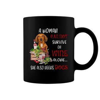 Dachshund Cannot Survive On Wine Alone Coffee Mug | Mazezy