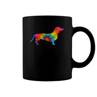 Dachshund Tie Dye Retro Rainbow Trippy Hippies Hippy 70S Coffee Mug | Mazezy