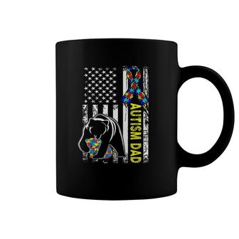 Dad Autism Awareness American Flag Coffee Mug | Mazezy